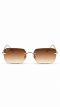 Ray-Ban RB3769 Gold Rimless Rectangular Sunglasses Brown Gradient Lenses 56mm