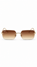 Ray-Ban RB3769 Gold Rimless Rectangular Sunglasses Brown Gradient Lenses 56mm