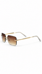 Ray-Ban RB3769 Gold Rimless Rectangular Sunglasses Brown Gradient Lenses 56mm