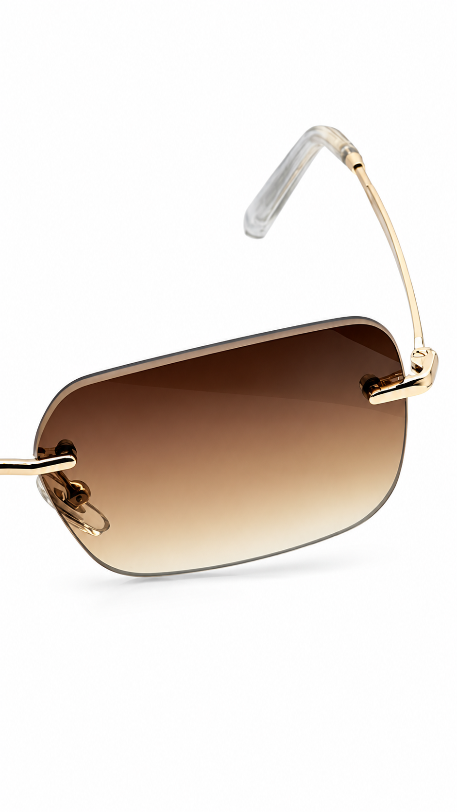 Ray-Ban RB3769 Gold Rimless Rectangular Sunglasses Brown Gradient Lenses 56mm