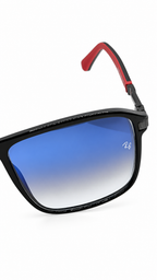Ray-Ban RB8224 Black & Red Carbon Fiber Square Sunglasses Blue Gradient Lenses 53mm