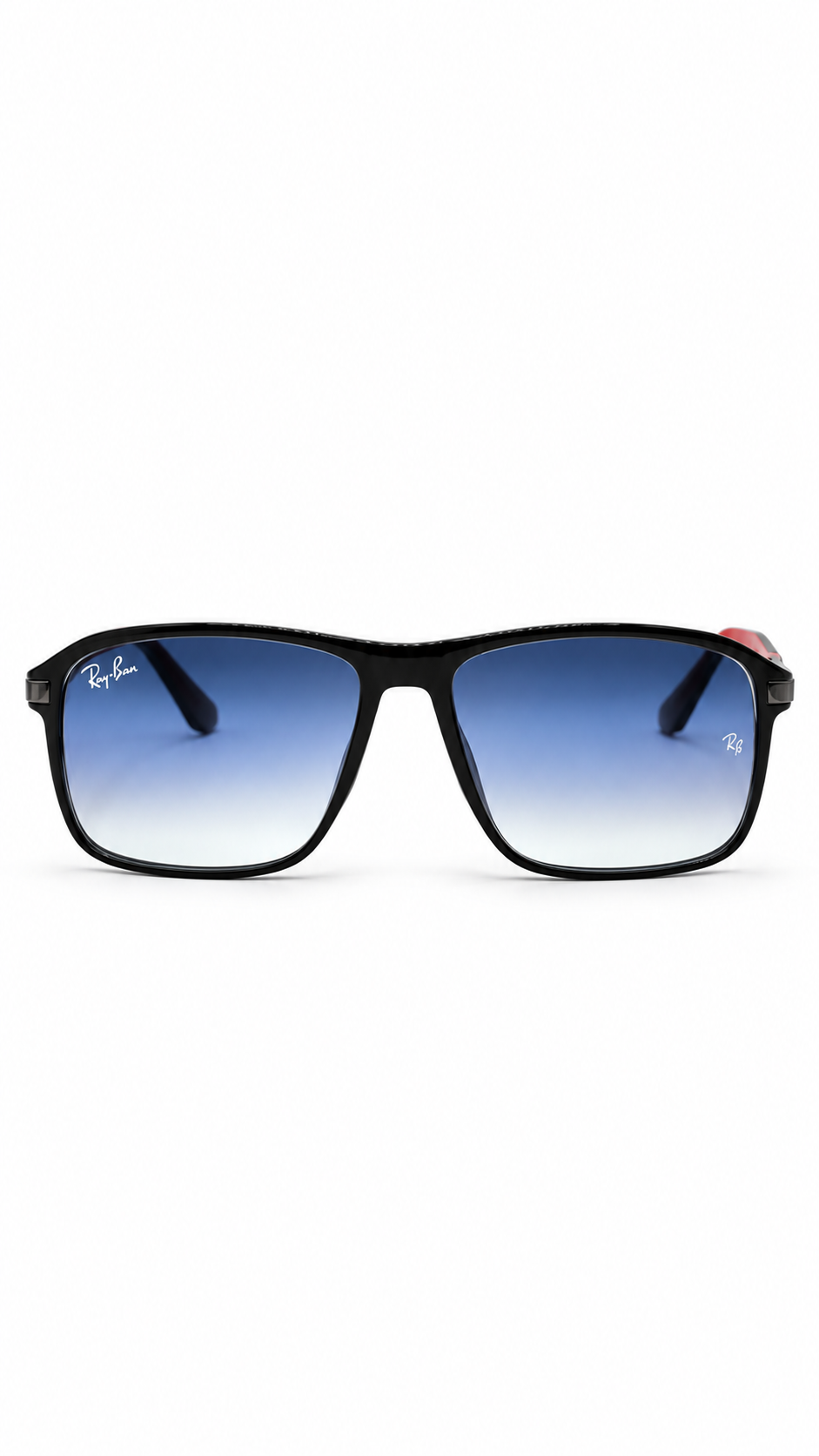 Ray-Ban RB8224 Black & Red Carbon Fiber Square Sunglasses Blue Gradient Lenses 53mm