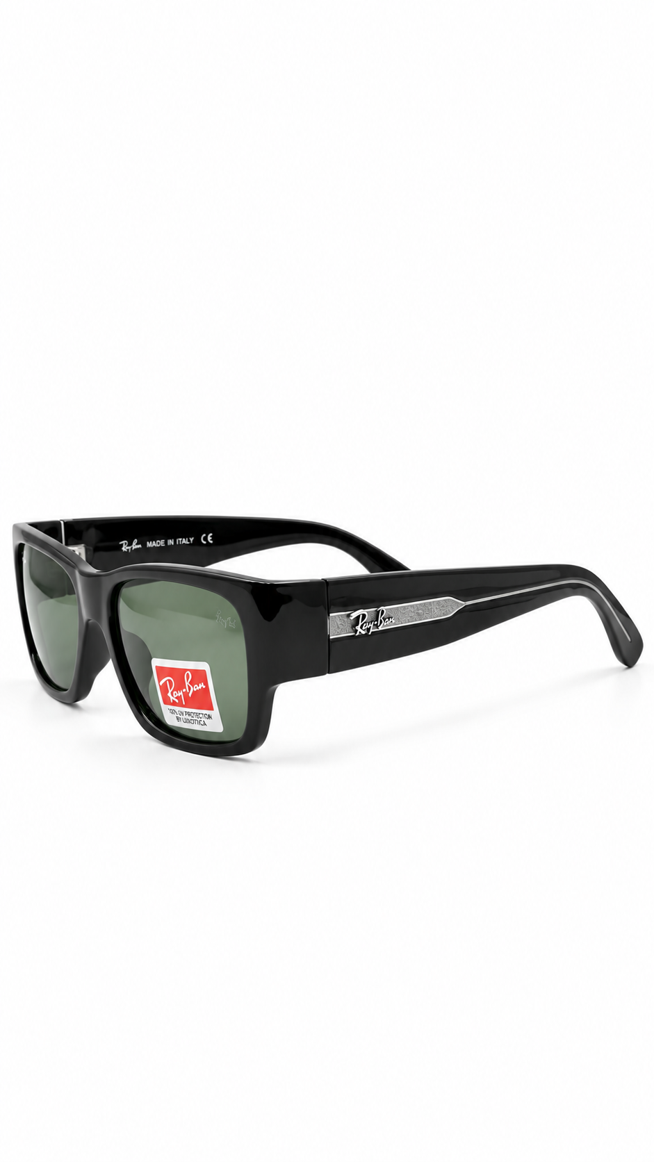 Ray-Ban RB2187 Black Acetate Rectangular Sunglasses Classic G-15 Green Lenses 54mm
