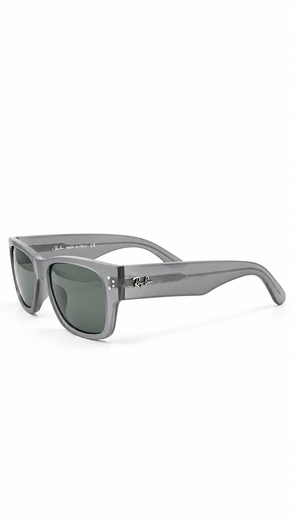 Ray-Ban RB0840SF Translucent Grey Acetate Square Sunglasses Classic Green G-15 Lenses 50mm
