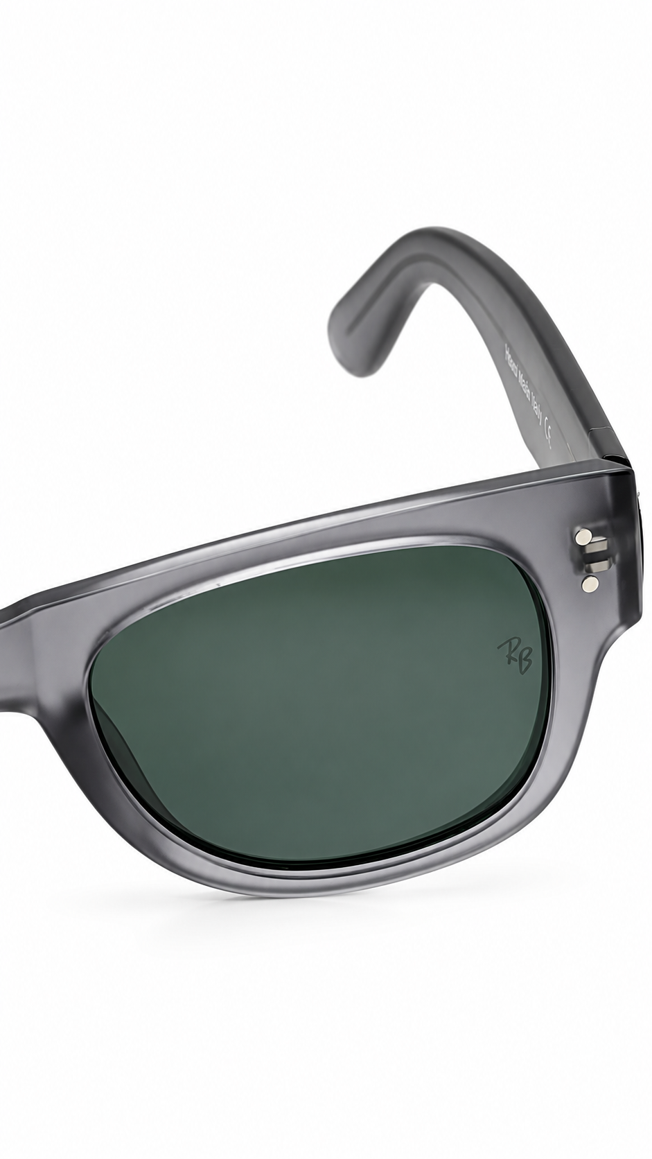 Ray-Ban RB0840SF Translucent Grey Acetate Square Sunglasses Classic Green G-15 Lenses 50mm