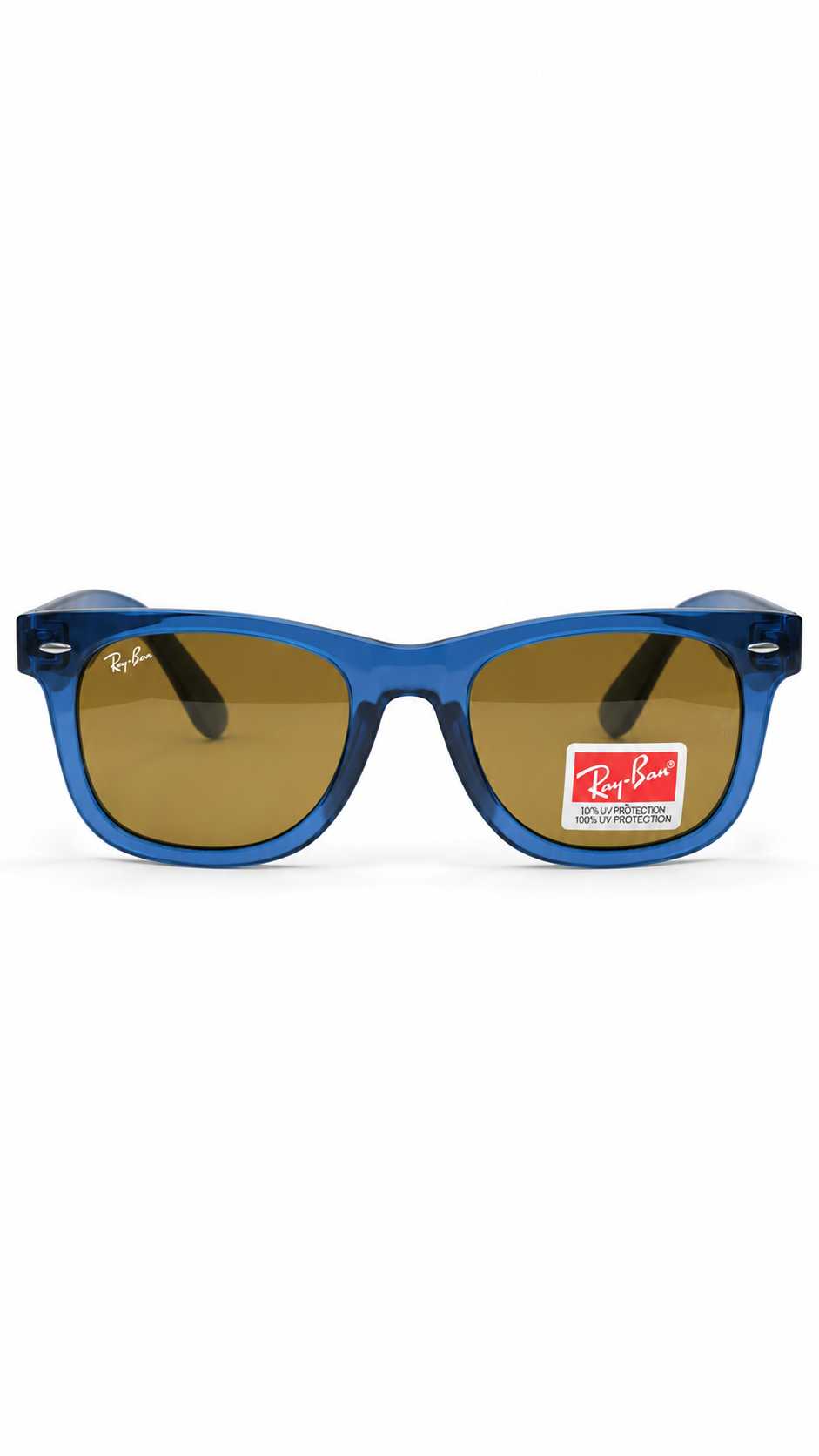 Ray-Ban ORB2140F Translucent Blue Acetate Wayfarer Sunglasses Brown Lenses 50mm