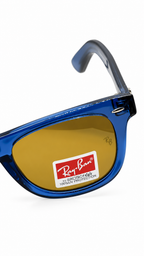Ray-Ban ORB2140F Translucent Blue Acetate Wayfarer Sunglasses Brown Lenses 50mm