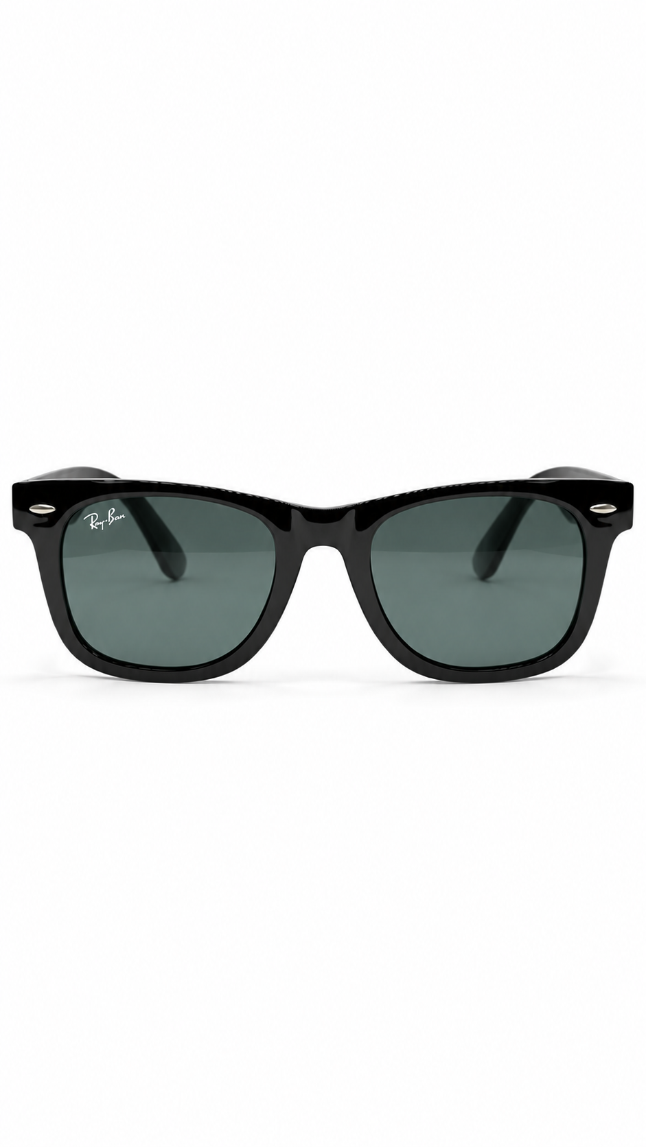 Ray-Ban ORB2140F Black Acetate Original Wayfarer Sunglasses Classic G-15 Green Lenses 50mm