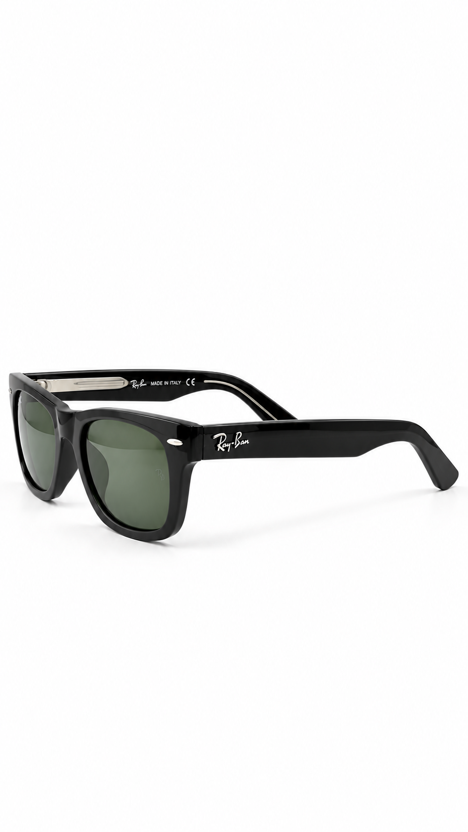 Ray-Ban ORB2140F Black Acetate Original Wayfarer Sunglasses Classic G-15 Green Lenses 50mm