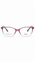 Dior TR6836 C6 Oval Cat-Eye Optical Glasses Gradient Berry Pink Clear Frame Silver Metal Accent Temples Clear Lenses 52mm