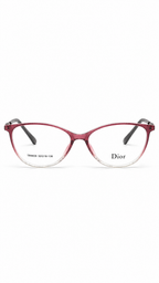 Dior TR6836 C6 Oval Cat-Eye Optical Glasses Gradient Berry Pink Clear Frame Silver Metal Accent Temples Clear Lenses 52mm
