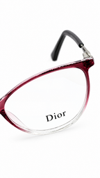 Dior TR6836 C6 Oval Cat-Eye Optical Glasses Gradient Berry Pink Clear Frame Silver Metal Accent Temples Clear Lenses 52mm