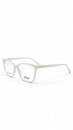 Alask CRK-740M Square Cat-Eye Optical Glasses Matte White Acetate Full Rim Clear Lenses 54mm