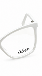 Alask CRK-740M Square Cat-Eye Optical Glasses Matte White Acetate Full Rim Clear Lenses 54mm