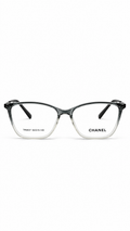 Chanel TR6837 C7 Soft Cat-Eye Optical Glasses Gradient Grey Clear Frame Silver Accent Temples Clear Lenses 52mm