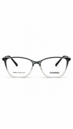 Chanel TR6837 C7 Soft Cat-Eye Optical Glasses Gradient Grey Clear Frame Silver Accent Temples Clear Lenses 52mm