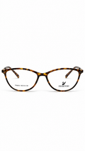 Swarovski TR6833 C4 Oval Cat-Eye Optical Glasses Tortoise Shell Frame Gold Metal Twist Accent Clear Lenses 50mm