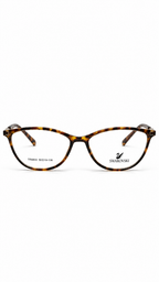 Swarovski TR6833 C4 Oval Cat-Eye Optical Glasses Tortoise Shell Frame Gold Metal Twist Accent Clear Lenses 50mm