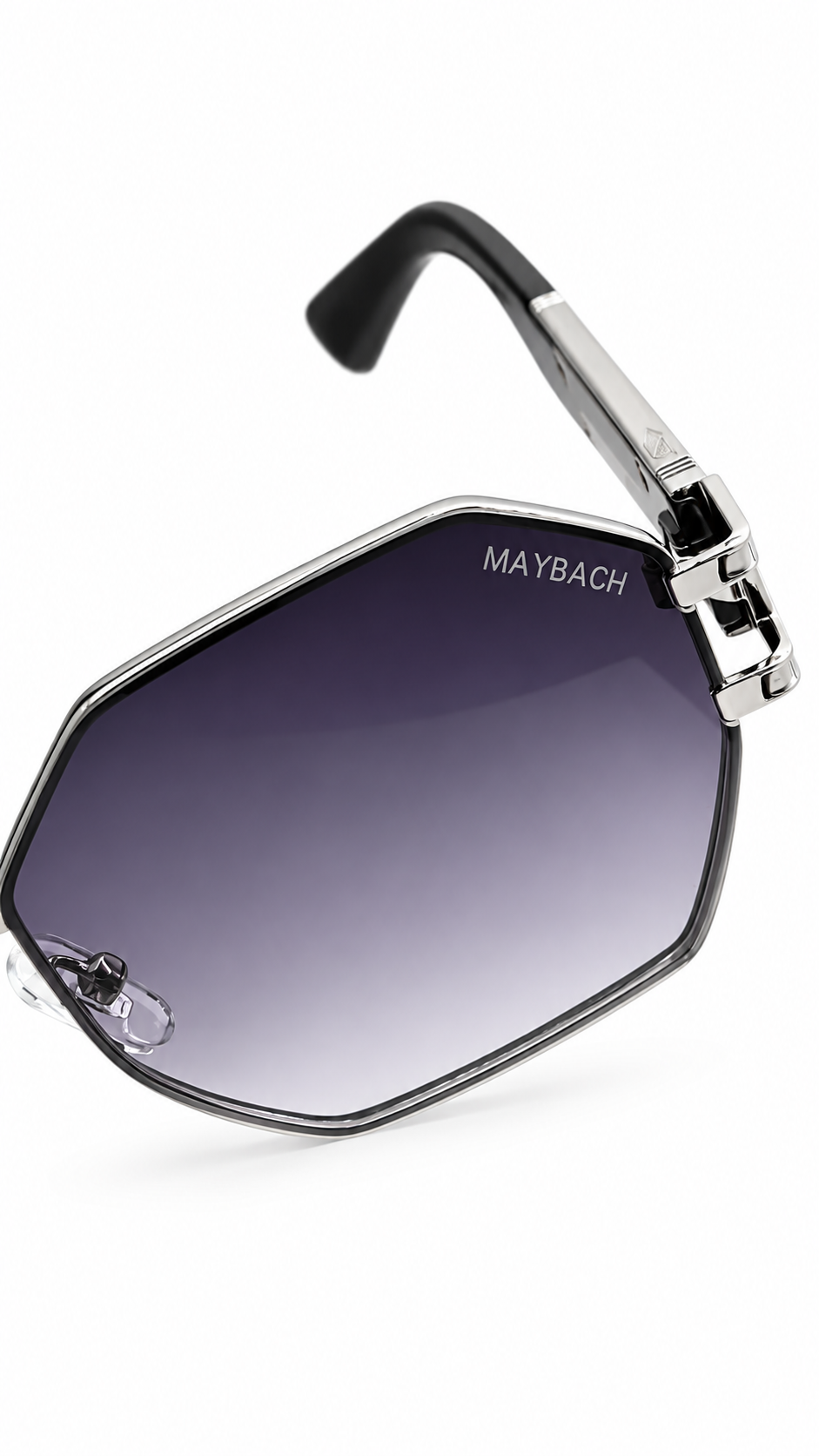 Maybach TS9126 Octagonal Sunglasses – Silver Metal / Grey Gradient Lenses (58mm)