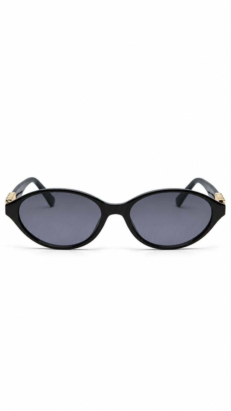Dior WF2258 Oval Sunglasses – Black Frame / Gold DIOR Lettering Temples (52mm)