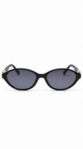 Dior WF2258 Oval Sunglasses – Black Frame / Gold DIOR Lettering Temples (52mm)