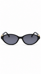 Dior WF2258 Oval Sunglasses – Black Frame / Gold DIOR Lettering Temples (52mm)