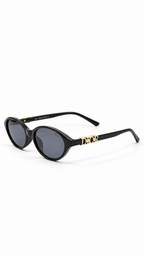 Dior WF2258 Oval Sunglasses – Black Frame / Gold DIOR Lettering Temples (52mm)