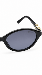 Dior WF2258 Oval Sunglasses – Black Frame / Gold DIOR Lettering Temples (52mm)