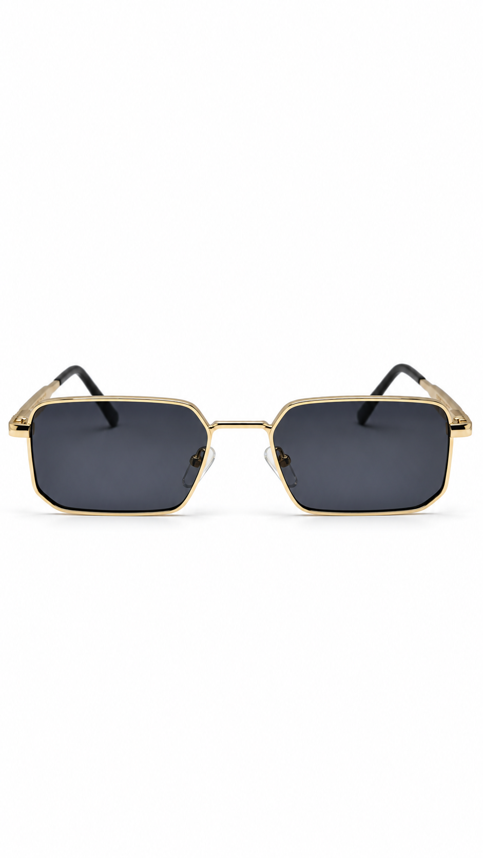 Tommy Hilfiger WS1452 Gold Metal Rectangular Sunglasses Signature Flag Logo Dark Grey Lenses 54mm