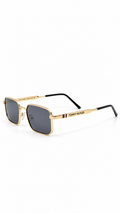 Tommy Hilfiger WS1452 Gold Metal Rectangular Sunglasses Signature Flag Logo Dark Grey Lenses 54mm
