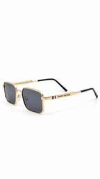 Tommy Hilfiger WS1452 Gold Metal Rectangular Sunglasses Signature Flag Logo Dark Grey Lenses 54mm