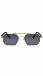 Prada T09117 Gold Metal Geometric Double Bridge Navigator Sunglasses Dark Grey Lenses 56mm