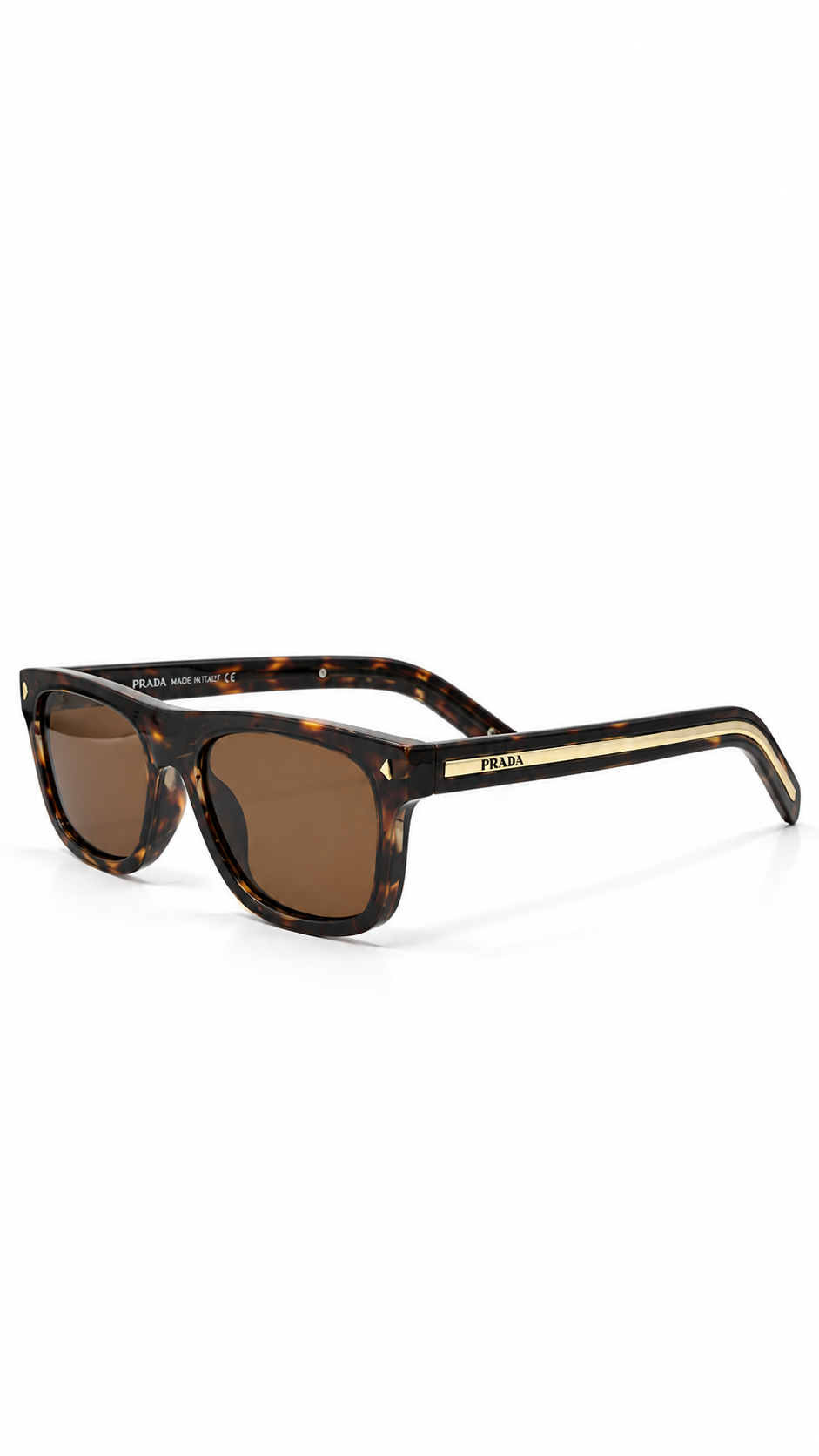 Prada PR B12S Rectangular Sunglasses – Tortoiseshell / Brown Lenses (55mm)
