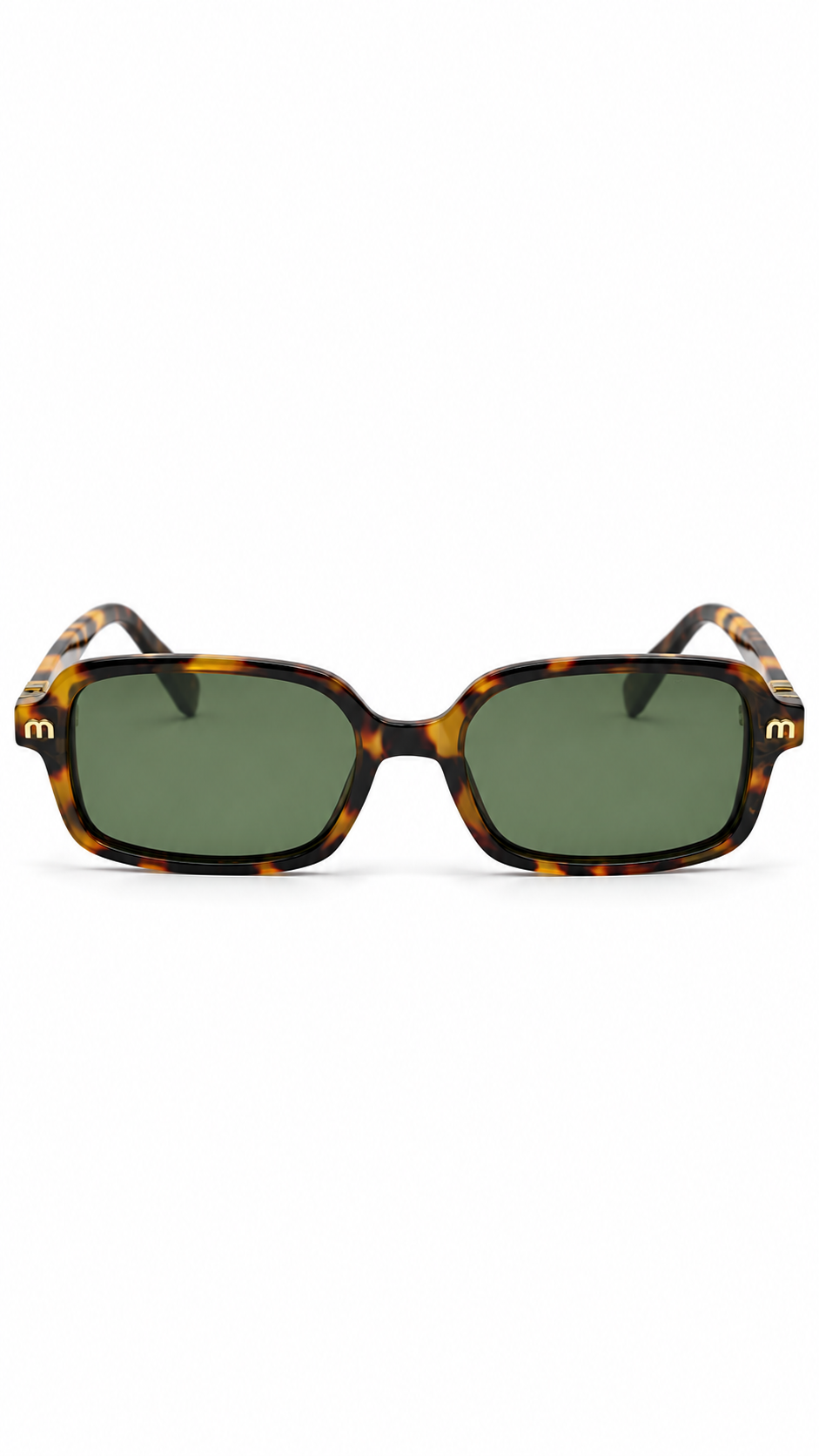 Miu Miu 34111 Rectangular Sunglasses – Tortoiseshell / Green Lenses (58mm)