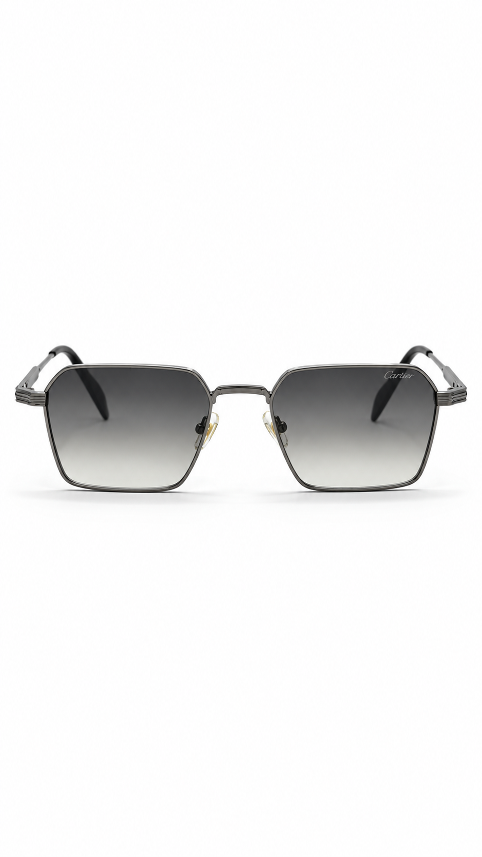 Cartier 69516 Dark Silver Gunmetal Metal Frame Square Sunglasses Gradient Grey 59mm