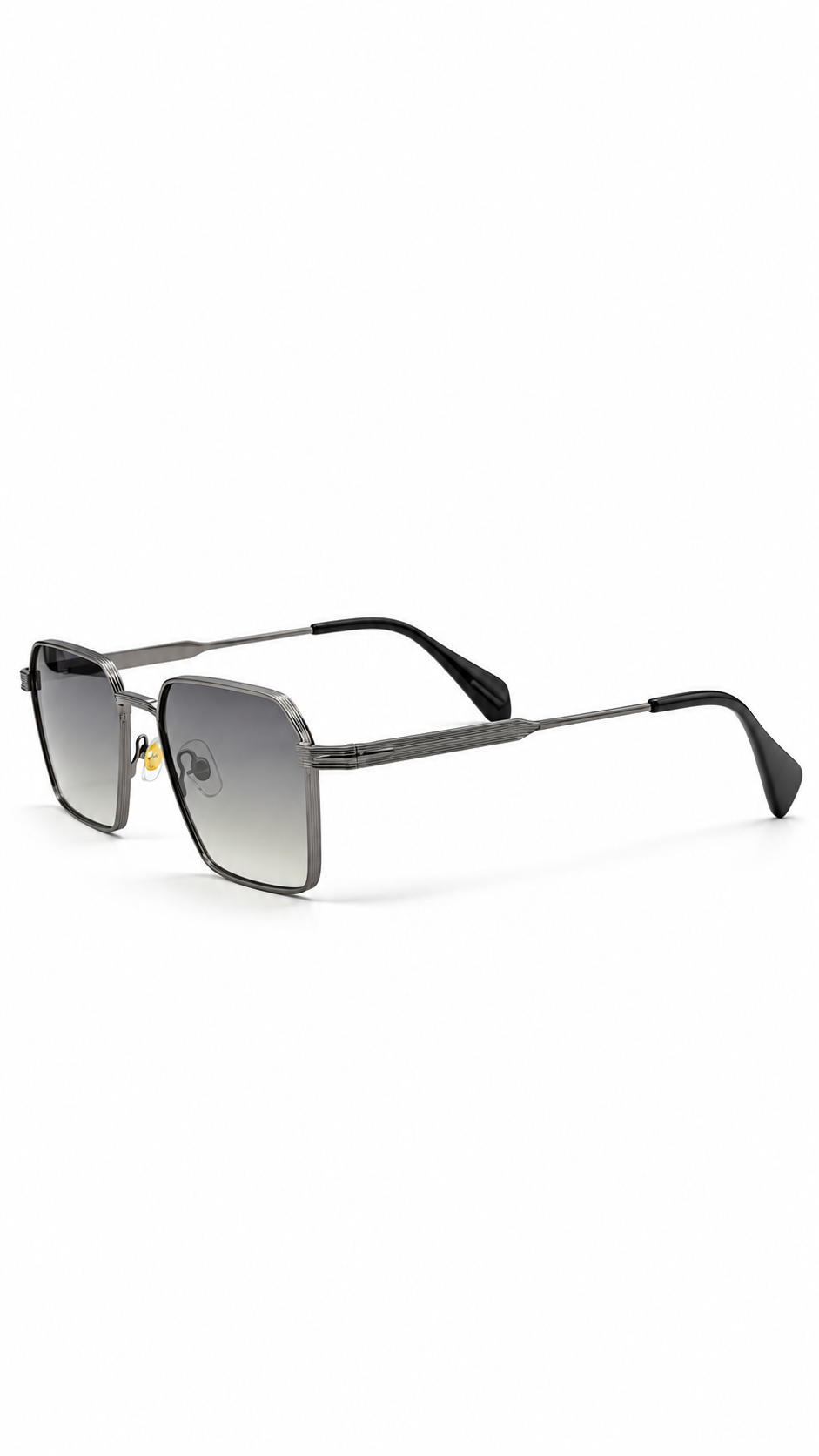 Cartier 69516 Dark Silver Gunmetal Metal Frame Square Sunglasses Gradient Grey 59mm