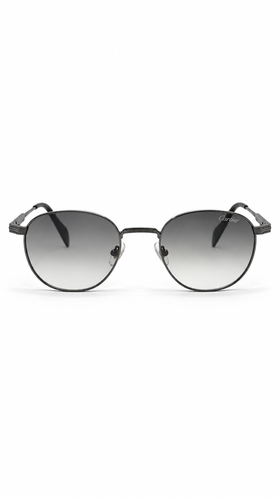 Cartier 69615 Dark Silver Gunmetal Metal Frame Sunglasses Gradient Grey Lenses 56mm