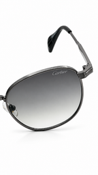 Cartier 69615 Dark Silver Gunmetal Metal Frame Sunglasses Gradient Grey Lenses 56mm