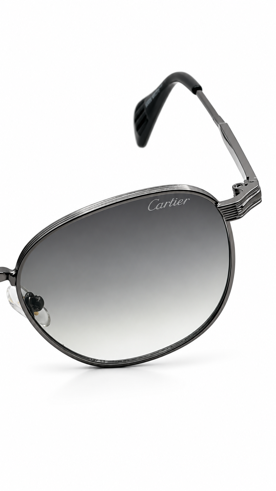 Cartier 69615 Dark Silver Gunmetal Metal Frame Sunglasses Gradient Grey Lenses 56mm