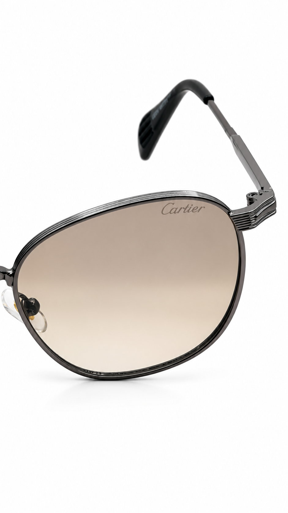 Cartier 69615 Gunmetal Rounded Square Sunglasses – Rose Tint Lenses (56mm)