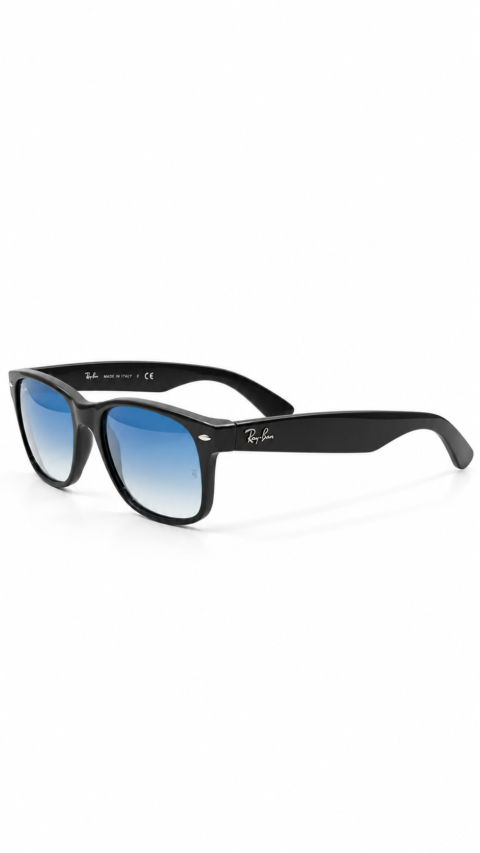 Ray-Ban RB 2132 New Wayfarer Black Sunglasses – Blue Gradient Lenses (55mm)