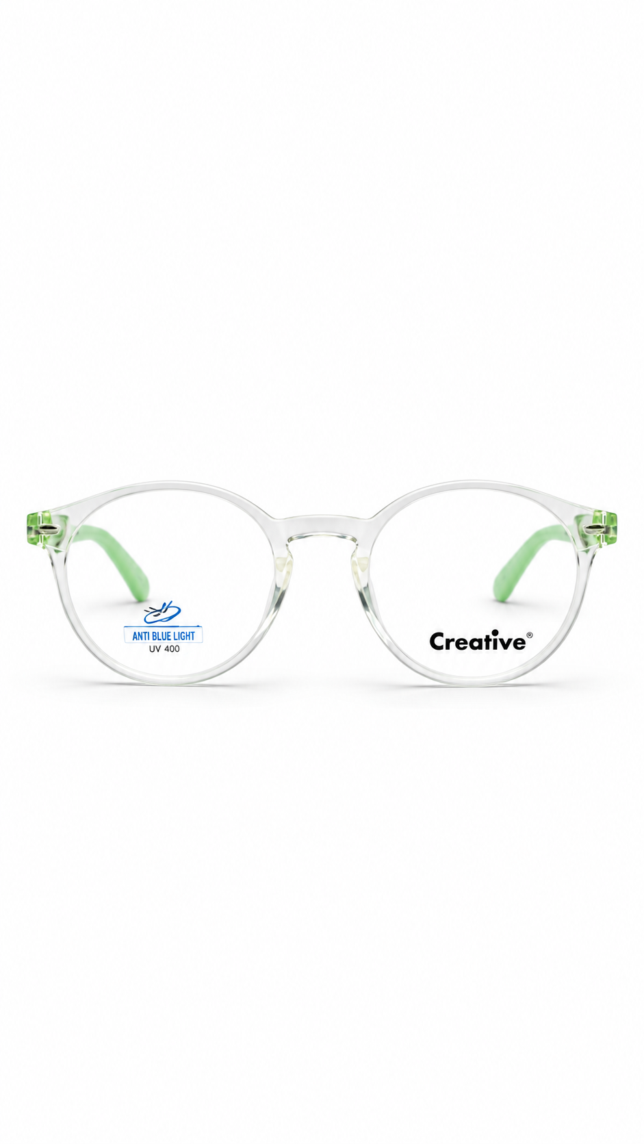 Creative 0035 Clear & Lime Green Round Eyeglasses (44mm)
