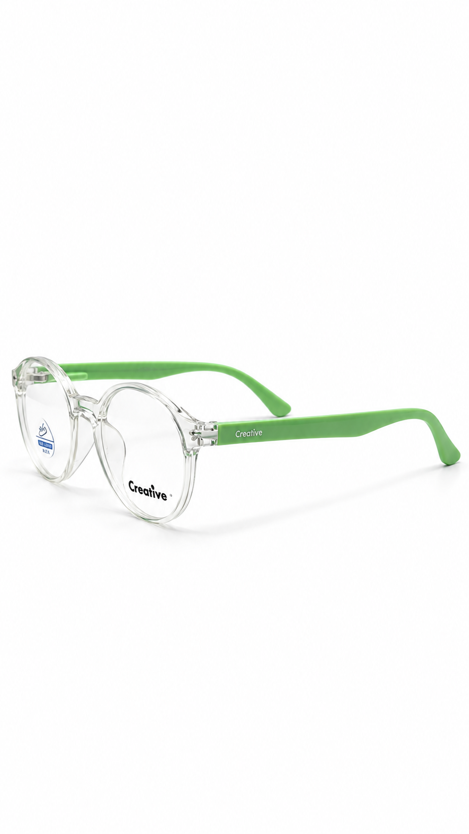 Creative 0035 Clear & Lime Green Round Eyeglasses (44mm)
