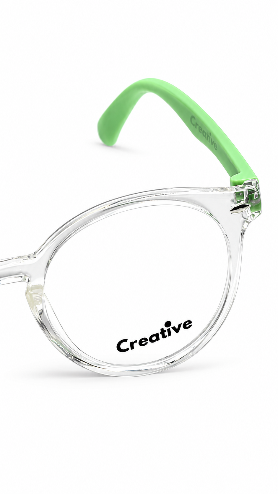 Creative 0035 Clear & Lime Green Round Eyeglasses (44mm)