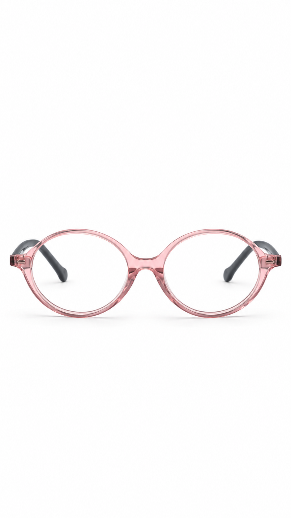 BA8017 Translucent Pink & Black Oval Eyeglasses (43mm)