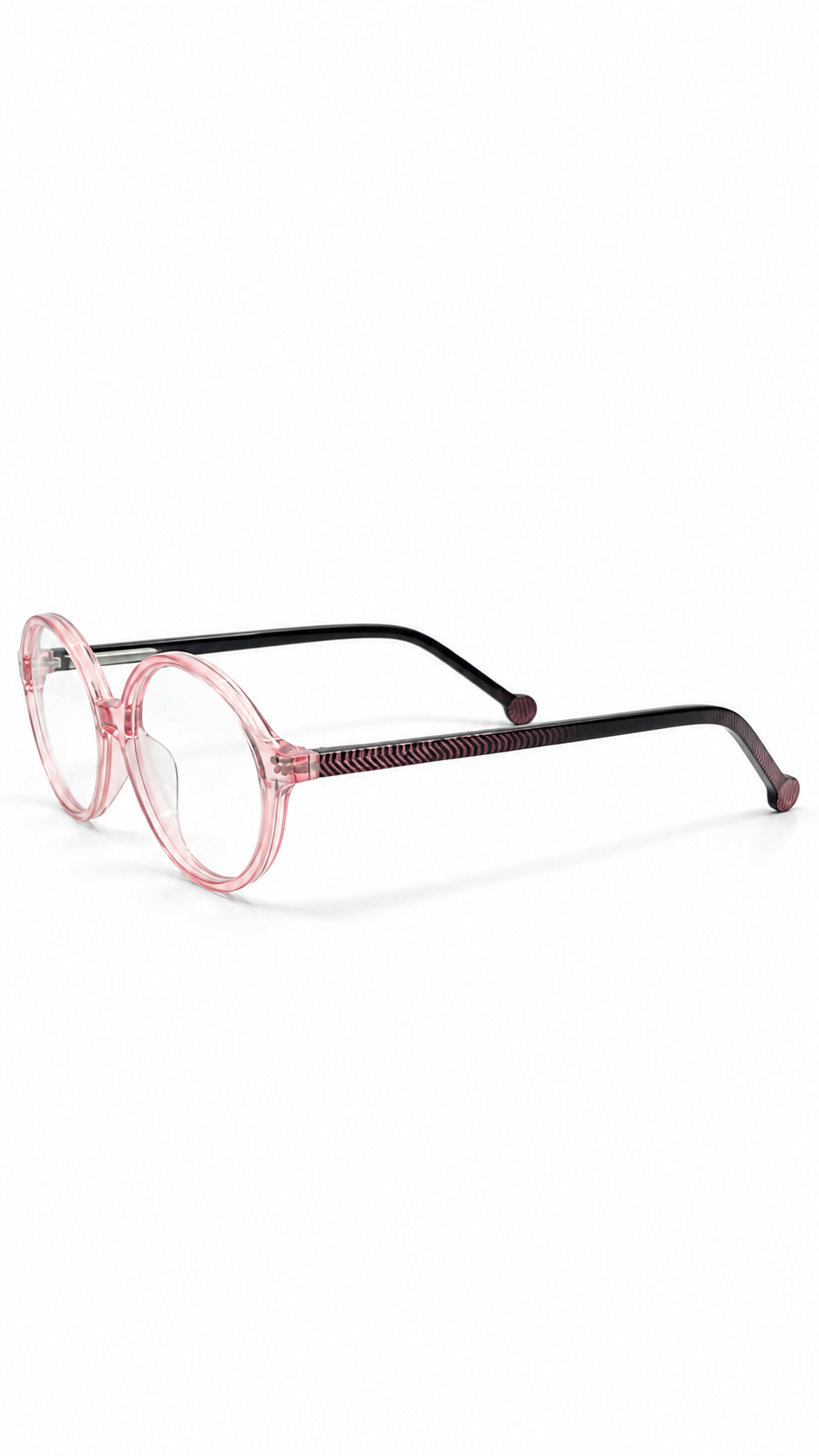 BA8017 Translucent Pink & Black Oval Eyeglasses (43mm)