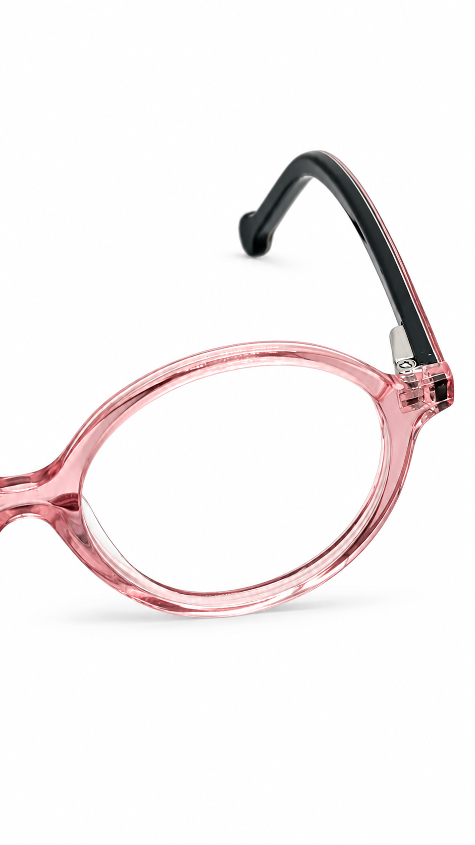 BA8017 Translucent Pink & Black Oval Eyeglasses (43mm)