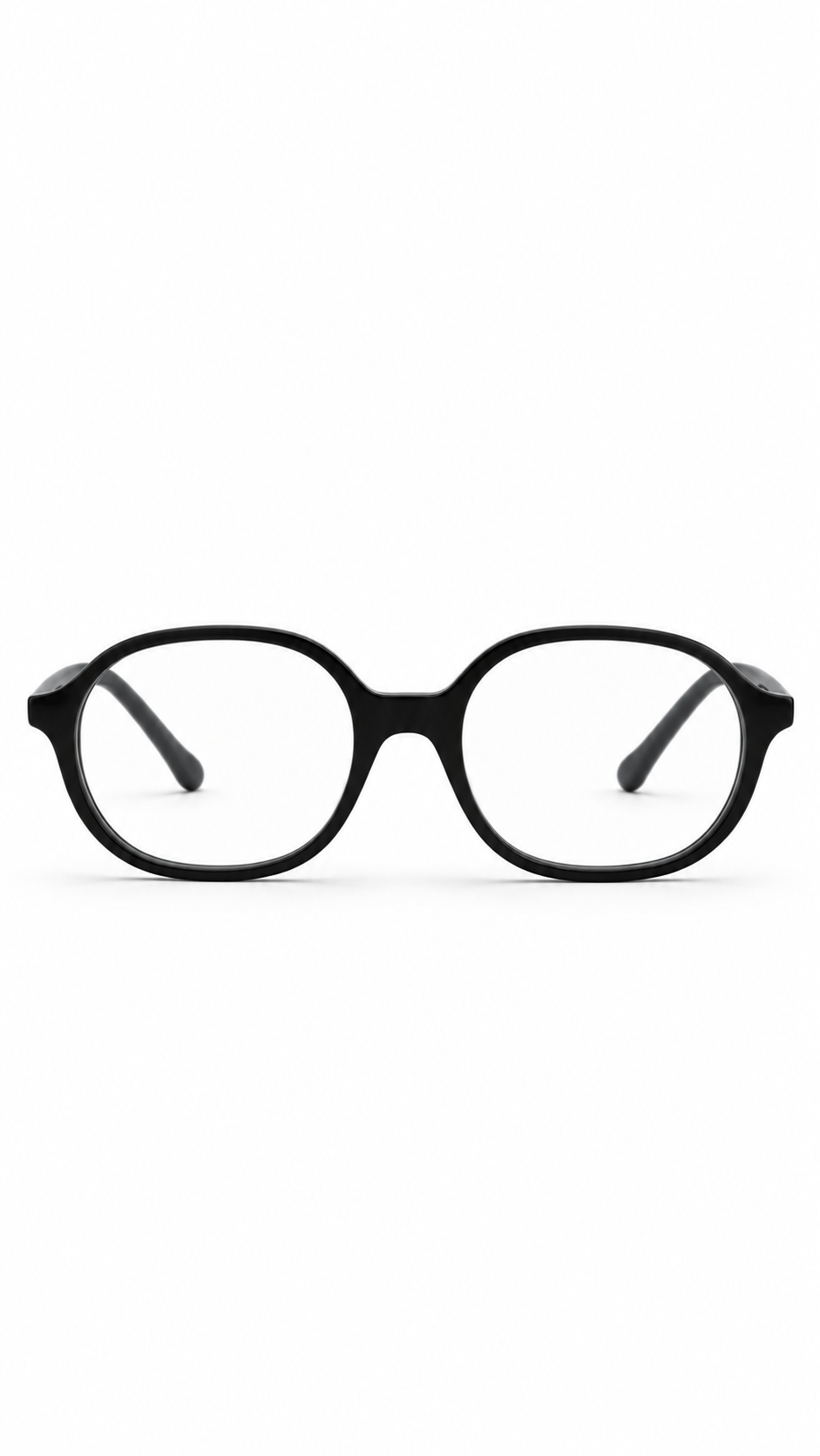 BA8019 Solid Black Round Oval Eyeglasses (43mm)