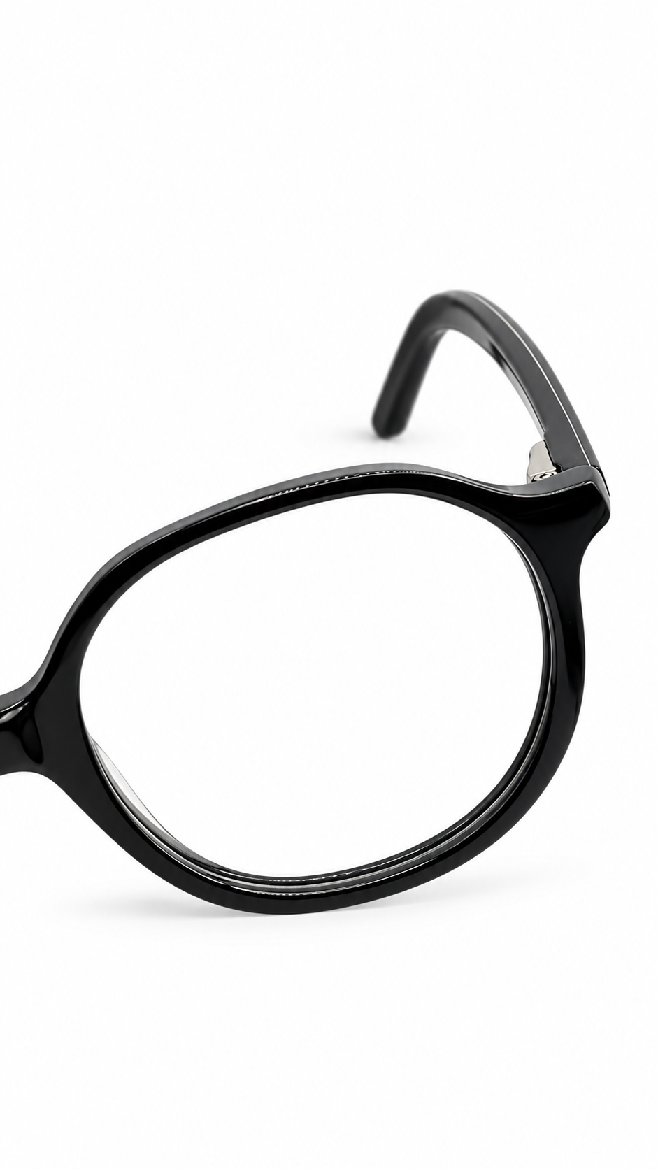 BA8019 Solid Black Round Oval Eyeglasses (43mm)