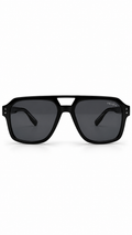 Prada Black Square Aviator Sunglasses with Grey Lenses